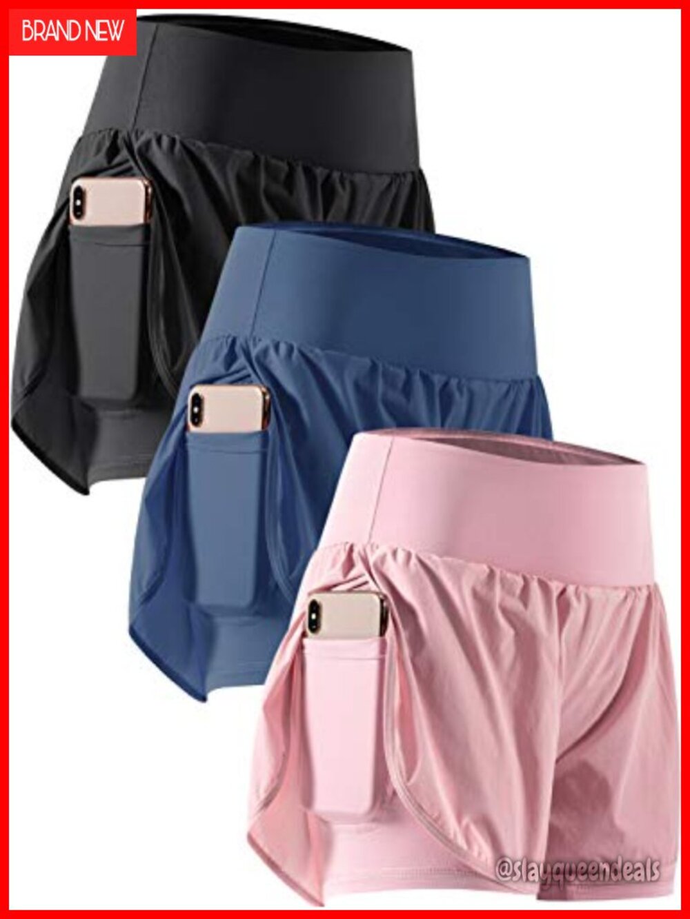 2-in-1 Workout Running Shorts with Phone Pocket Athletic Gym